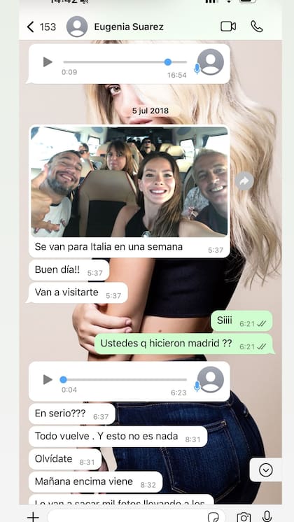 La primera imagen del chat que mantuvo Wanda Nara con La China Suárez