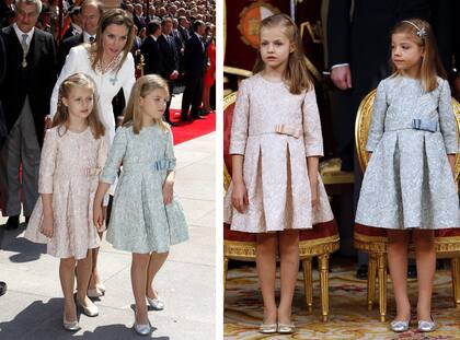 La princesa de Asturias y su hermana, la infanta Sofía, con el mismo vestido en distintos colores pasteles