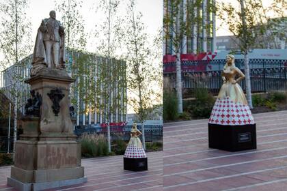 La princesa Helena Augusta Victoria frente a su hermano, el rey Eduardo VII