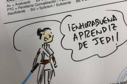 La princesa Leia fue acompañada de unas especiales felicitaciones: "¡Enhorabuena aprendiz de jedi!"