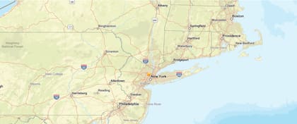 La profundidad del sismo fue de 6.2 millas (10 kilómetros) y el epicentro fue en Hasbrouck Heights (señalizado bajo una estrella en el mapa)