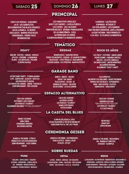 La programación completa del Cosquín Rock 2017