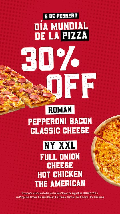 La promoción de Sbarro por el Día de la Pizza
