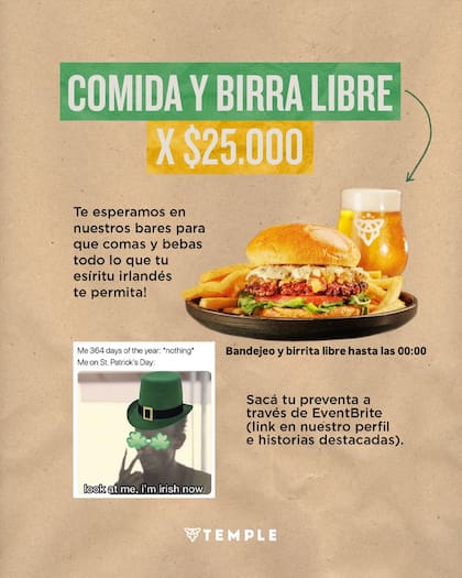 La promoción de Temple para el Día de San Patricio