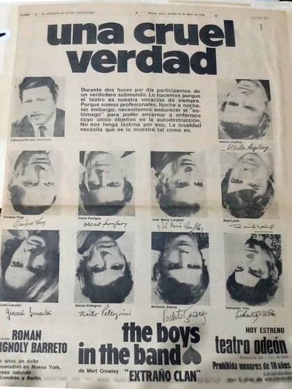 La promoción de The Boys in the Band, en los años 80, que ponía las fotos de los actores invertidas