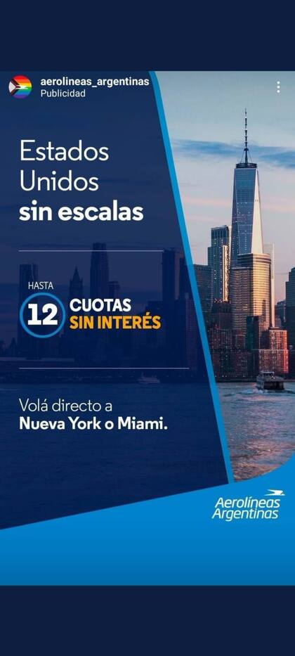 La promoción truncada de la línea aérea de bandera.