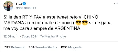 La propuesta de Yao Cabrera para pelear contra el Chino Maidana