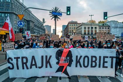La protesta ayer, en Varsovia