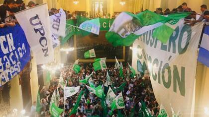 La protesta del gremio APL en el Salón Pasos Perdidos del Senado
