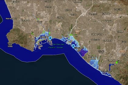 La proyección del aumento del nivel del mar en California