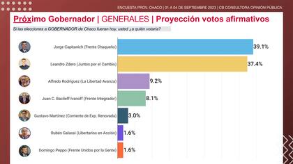 La proyección electoral que marcó la última encuesta de CB Consultora para la provincia de Chaco