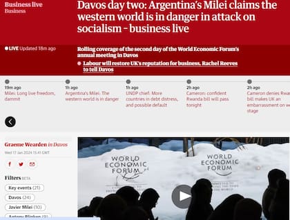 La publicación británica The Guardian también recogió las declaraciones de Milei sobre el socialismo