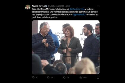 La publicación compartida por el gobernador electo de Chubut, Nacho Torres, que luego eliminó