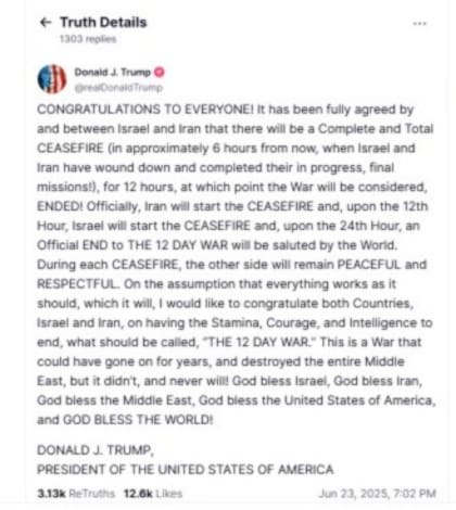 La publicación de Trump