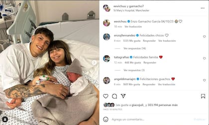 La publicación de Alejandro Garnacho en Instagram junto a su hijo Enzo