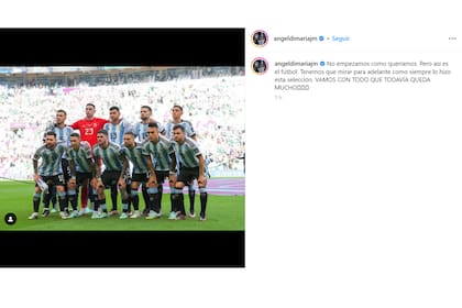 La publicación de Ángel Di María luego de la derrota de Argentina ante Arabia Saudita en el Mundial de Qatar