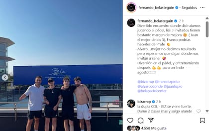 La publicación de Belasteguín en sus redes sociales