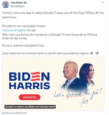 La publicación de Biden tras el veredicto judicial contra Trump