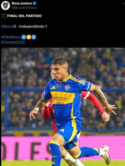 La publicación de Boca después de quedar eliminados contra Independiente