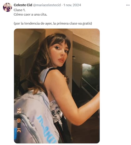 La publicación de Celeste apoyando el uso de la mochila