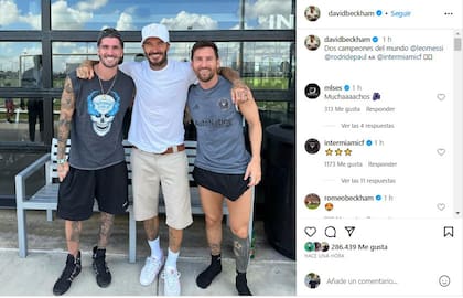 La publicación de David Beckham con Rodrigo De Paul y Lionel Messi