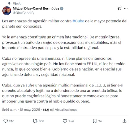 La publicación de Díaz-Canel en medio de la escalada con Estados Unidos