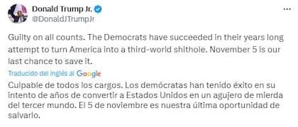 La publicación de Donald Trump Jr.