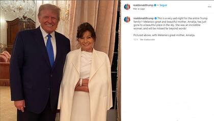 La publicación de Donald Trump en sus redes sociales con ocasión de la muerte de su suegra, Amalija Knavs