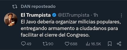 La publicación de El Trumpista en X