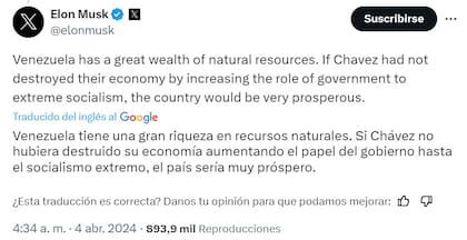 La publicación de Elon Musk sobre la crisis en Venezuela