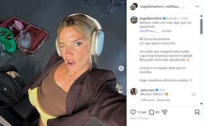 La publicación de Euge presentando su nueva marca