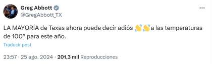 La publicación de Greg Abbott