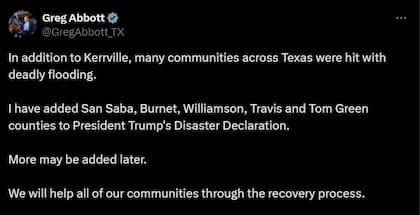 La publicación de Greg Abbott