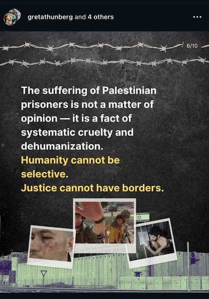 La publicación de Greta Thunberg en las redes sociales utilizando una foto de Evyatar David