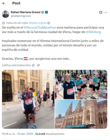 La publicación de Grossi en X