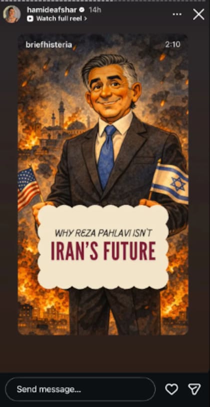 La publicación de Hamideh Soleimani Afshar en contra de Pahlavi