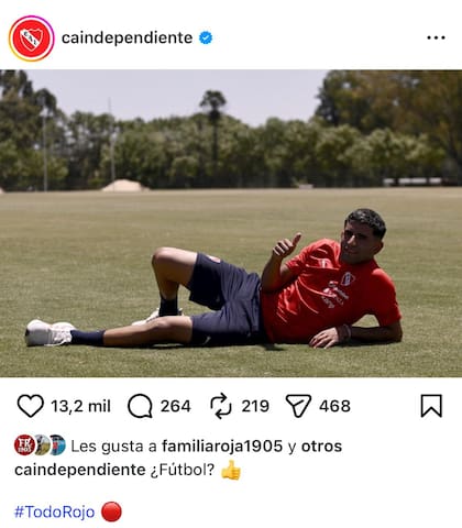 La publicación de Independiente el 4 de enero, con un Ruiz optimista; al día siguiente no se presentó al entrenamiento y disparó el conflicto