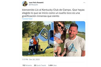 La publicación de Juan Felix Rossetti en Twitter