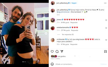 La publicación de Julieta Zylberberg y la tierna  reacción de Esteban Lamothe ante su noticia de embarazo
