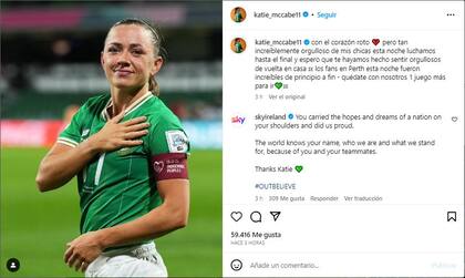 La publicación de Kate McCabe luego de la eliminación de Irlanda de la Copa Mundial Femenina