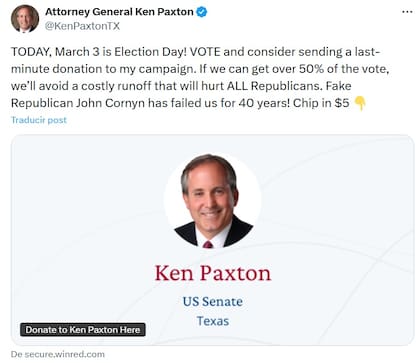 La publicación de Ken Paxton