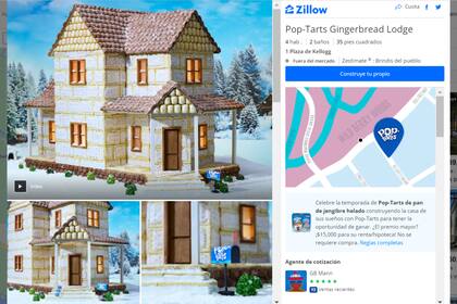La publicación de la casa de galletitas en el portal inmobiliario Zillow