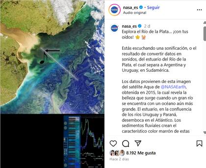 La publicación de la NASA en su cuenta de Instagram en español