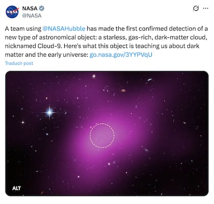 La publicación de la NASA sobre la Nube-9