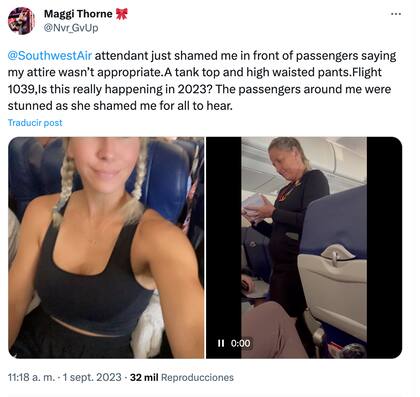 La publicación de la pasajera que acusó a la azafata