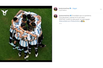 La publicación de Lautaro Martínez luego de la derrota de Argentina ante Arabia Saudita en el Mundial de Qatar