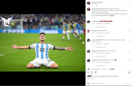 La publicación de Lautaro Martínez tras la clasificación de Argentina a las semifinales