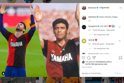 Después de la goleada sobre Osasuna, después del homenaje en la cancha, Messi continuó en su Instagram: "Hasta siempre, Diego"