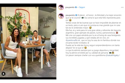 La publicación de Paula "Peque" Pareto junto a Gabriela Sabatini
