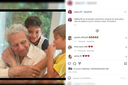 La publicación de Shakira sobre la salud de su padre (Foto Instagram @shakira)